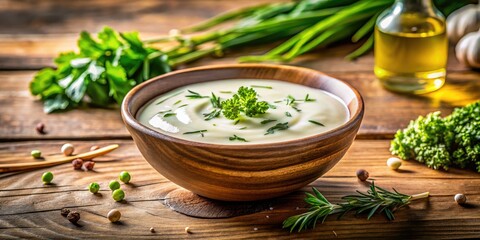 Creamy White Sauce Recipe: Olive Oil & Herb Garnish, Delicious Food Photography