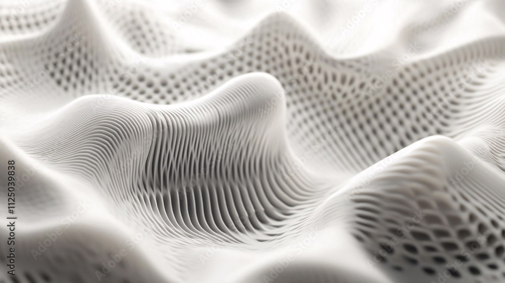 Aufkleber white wavy mesh pattern forming abstract landscape