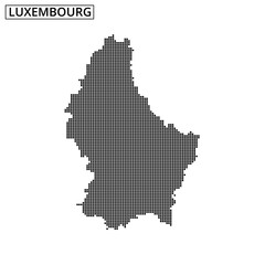 Map of Luxembourg represented in a dotted style with a clear outline and no colors