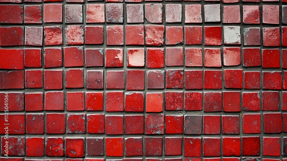 Aufkleber red square tiles forming a grungy mosaic background