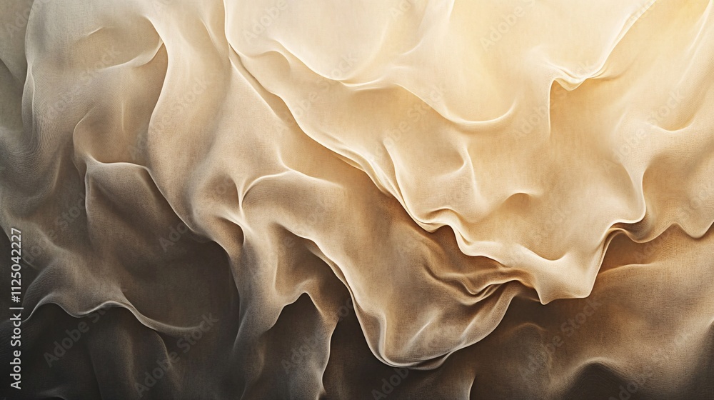 Aufkleber beige wavy cloth creating abstract shapes and shadows
