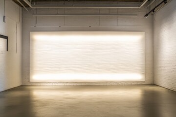 Fototapeta premium Illuminated textured wall art in industrial gallery space