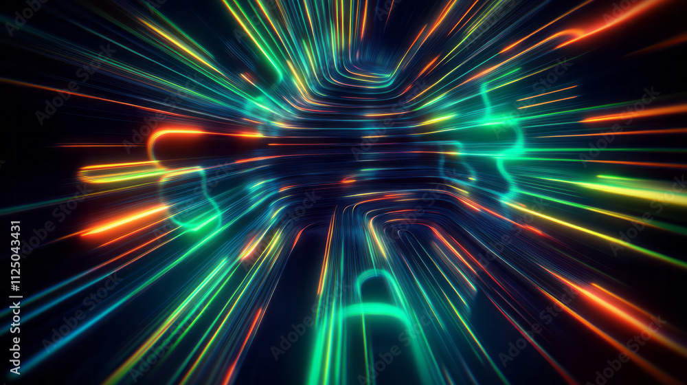 Poster abstract background with colorful lines and light effects