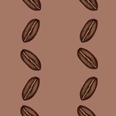 Seamless Pattern of Liberica Coffee Beans Line on Mocha Mousse Background