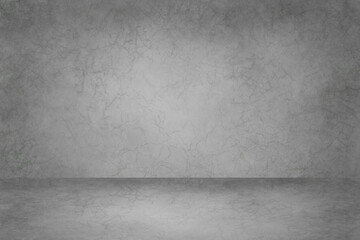 Gray Concrete Wall Textured Background. Abstract studio room wall cement shadow highlights empty plain rustic copy space.  