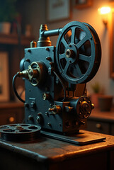 Fototapeta premium Old vintage film projector in dark