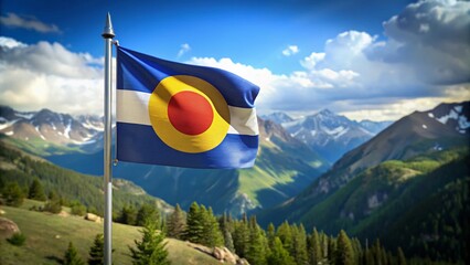 Colorado Circle Flag: A Vibrant Representation of the State of Colorado in Circular Shape, Symbolizing Unity and Pride, Ideal for Various Creative and Promotional Uses in the USA