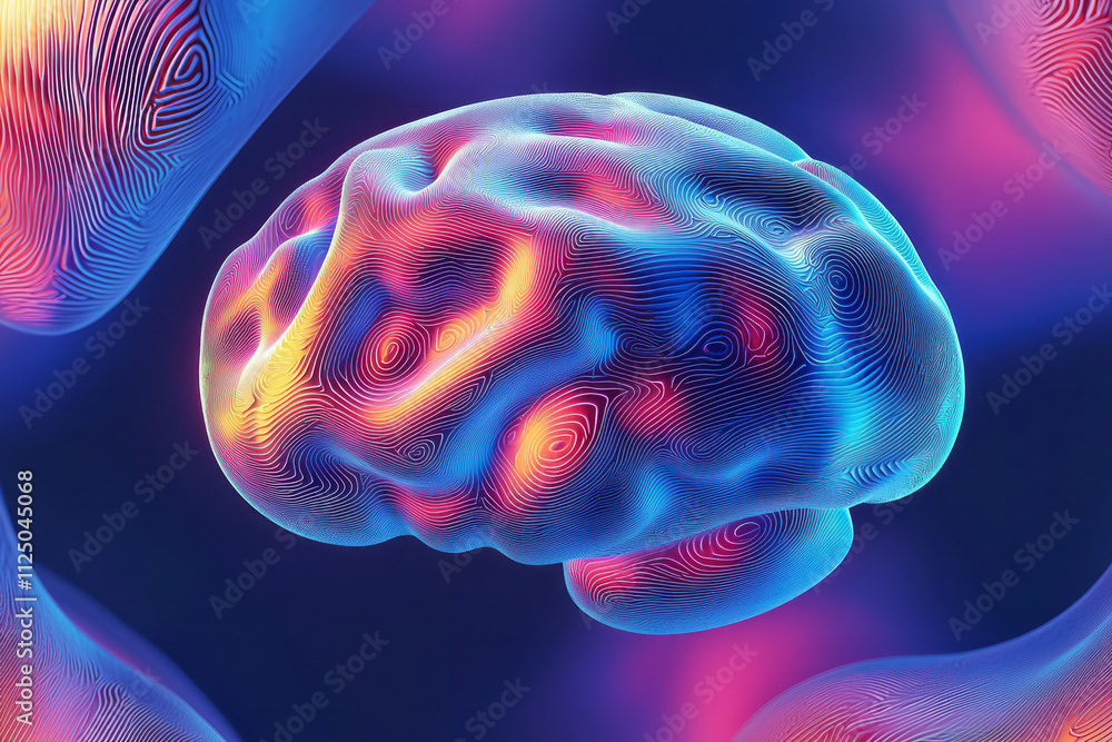 Poster a brain with a colorful pattern on it
