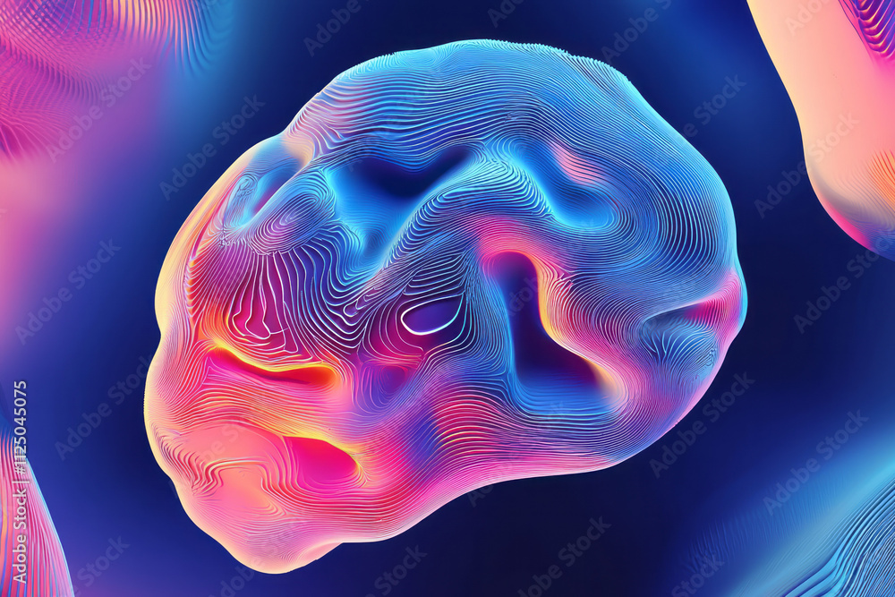 Aufkleber a brain scan with a blue background