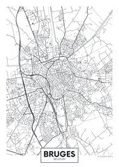 Fototapeta premium City map Bruges, detailed urban planning travel vector poster design