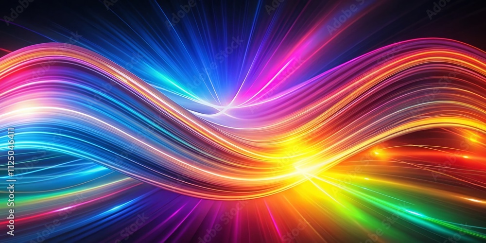 Poster colorful abstract wave lights illuminating speed lines in motion for dynamic backgrounds and artisti