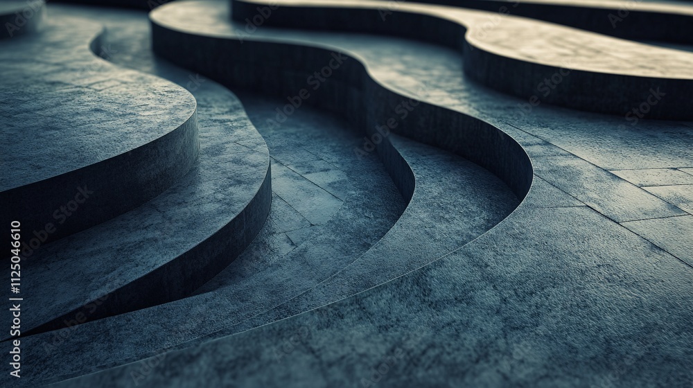 Leinwandbilder abstract concrete steps creating wavy pattern in modern architecture
