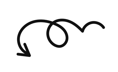 Simple line hand drawn black arrow. Vector illustration