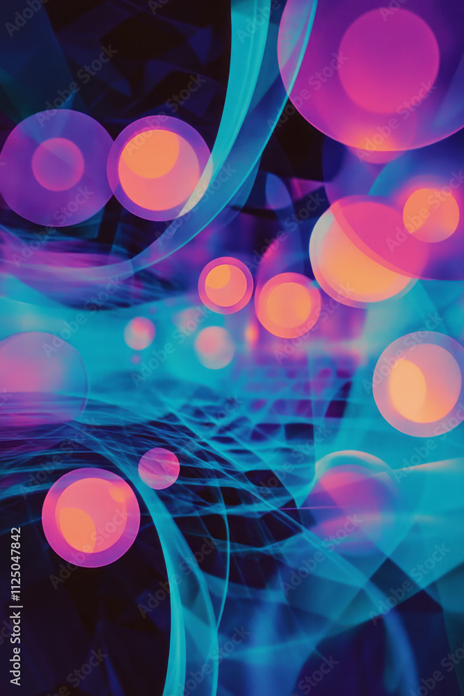 Poster a colorful abstract background with circles and lines