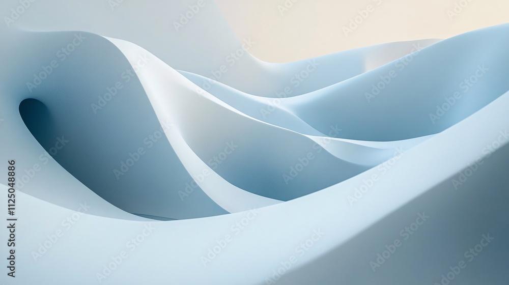 Poster Abstract light blue wavy pattern creating a soft and elegant background