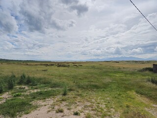 Cumulus Clouds Over Grassland Landscape