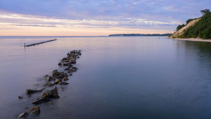 The sea near the pier of Sellin before sunrise in summer