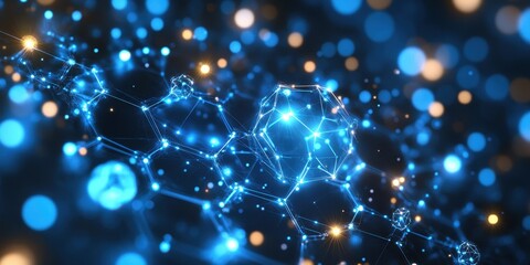 Futuristic digital interface with holographic neon orange and blue elements, sci-fi cyberpunk design