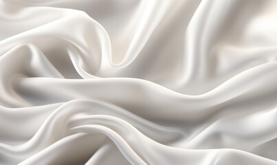 Obraz premium 白色绸缎丝绸光滑质感简约波纹优雅背景