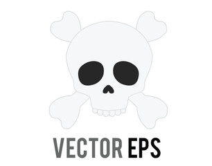 Isolated vector gradient whitish gray human skull with crossbones icon