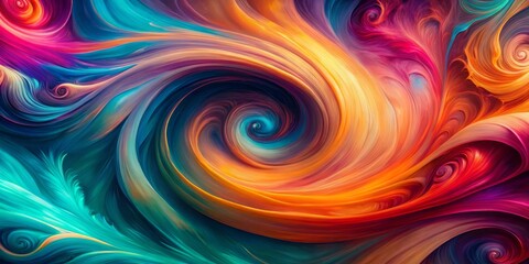 Obraz premium Abstract Swirling Color Vortex Dynamic Brushstrokes and Vibrant Hues