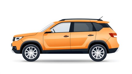 Compact flat vector car icon with a boxy design, bright colors, and minimalist details, suitable for infographics