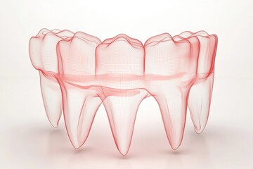 This schematic illustrates a dental arch designed for use in a dental clinic banner, providing clear space for additional text and information. Generative AI