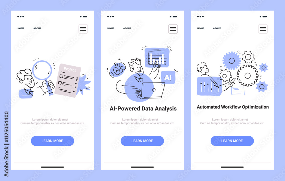 Aufkleber ai-powered data analysis technology concept illustration featuring people analyzing data on laptops 