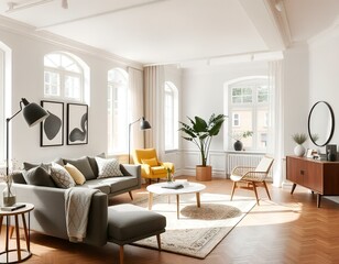 Fototapeta premium mid century scandinavian interior home design