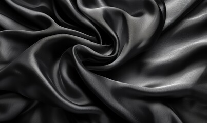 Obraz premium 黑色深邃优雅光滑丝绒绸缎纹路