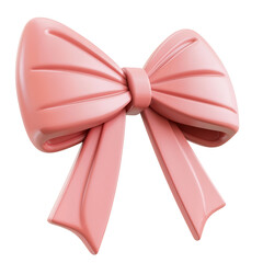 Isometric Pink Bow Icon with Rounded Edges in Minimalist Cartoon Style