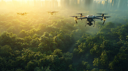 Fototapeta premium AI enhancing environmental conservation effor