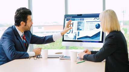 Business data dashboard provide business intelligence analytic for marketing strategy planning snugly with big data set to analyze customer demands and foreseeing business future