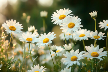 Obraz premium A field of white daisies in full bloom
