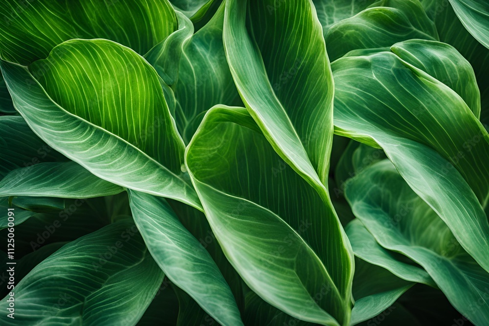 Wall mural Green botanical plant leaves texture.