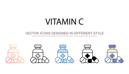Vitamin C icon design with white background stock illustration