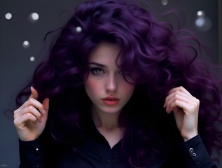 Fototapeta premium bold woman with curly hair and intense expression