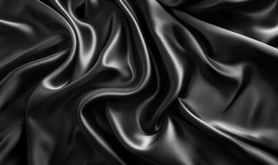 Fototapeta premium 黑色深邃优雅光滑丝绒绸缎纹路
