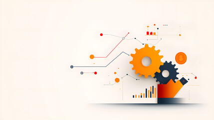 Obraz premium Flat vector finance background showing a gear integrated with financial arrows