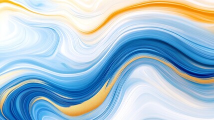 Fototapeta premium Elegant and Abstract Blue, White, and Gold Marble Texture Background with Flowing Design