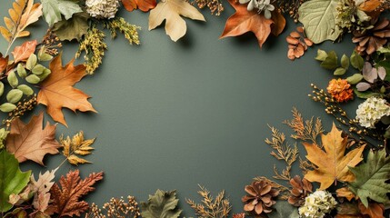 Autumn Leaves and Flowers Frame