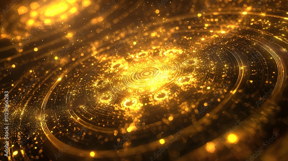 Aufkleber a glowing arc transitioning smoothly into concentric rings, symbolizing seamless digital motion.
