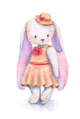 watercolor drawing of a antique toy drawn by hand