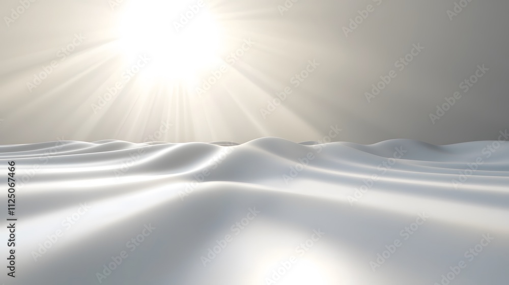 Poster An abstract background with seamless ripples of light spreading across a clean white surface.