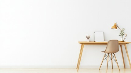 Minimal Home Office with Blank Wall