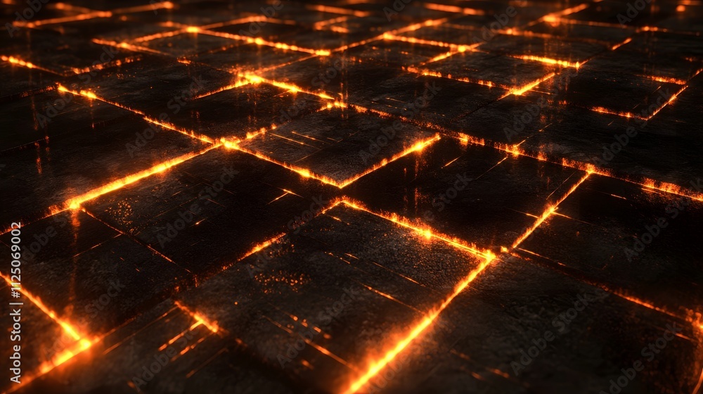 Aufkleber A dynamic visualization of glowing digital lines connecting in a seamless grid.
