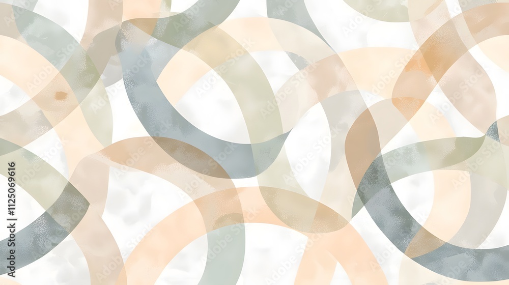 Aufkleber A seamless abstract pattern with interlocking geometric shapes in soft pastel tones on a neutral background.