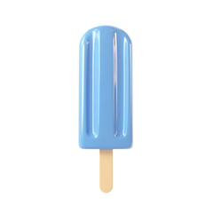 Minimalist 3D Cartoon Style Blue Popsicle on Clean White Background