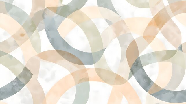 A seamless abstract pattern with interlocking geometric shapes in soft pastel tones on a neutral background.