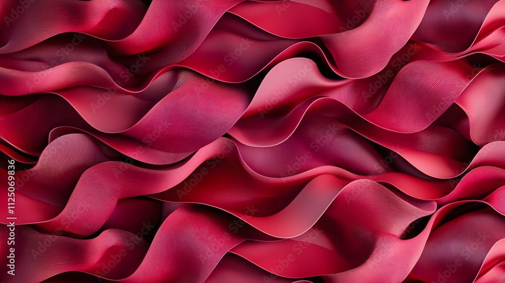 Poster A 3D rendering of layered ribbons in gradient tones forming a seamless abstract texture.